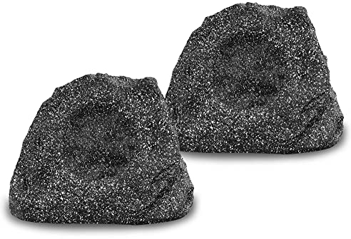 Pronomic 2er Set SSP-1100 GR Outdoor-Lautsprecher (2 Stück Outdoor-Speaker in Stein-Optik, 2 x 50 Watt, Schutzklasse IP56, 2-Wege-System) grau
