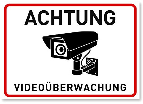 Gentle North Kunststoff, 3 x Aufkleber Videoüberwachung - A6 (14,8 x 10,5 cm) - Schild - Hinweisschild - Warnschild - Achtung Videoüberwachung für Fenster und Türen - Warnhinweis für außen - V2