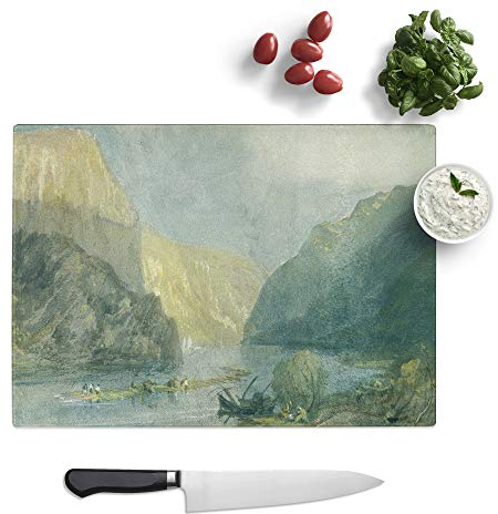Kitchen Chopping Board Glass - J.M.W. Turner (Joseph Mallord William Turner) Landscape (1) - Textured Worktop Saver Cutting Board - Heat Resistant, Shatterproof and Hygenic - 39 x 28.5 cm