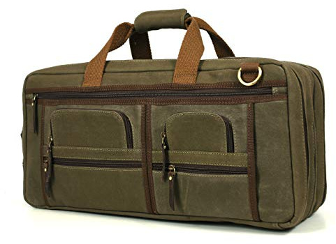 Tolredo Waxed Canvas Chef Knife Bag Holds 20 Knives PLUS Steel Meat Cleaver Large Storage Compartment Durable Professional Water Resistant Knife Carrier (Olive Green)