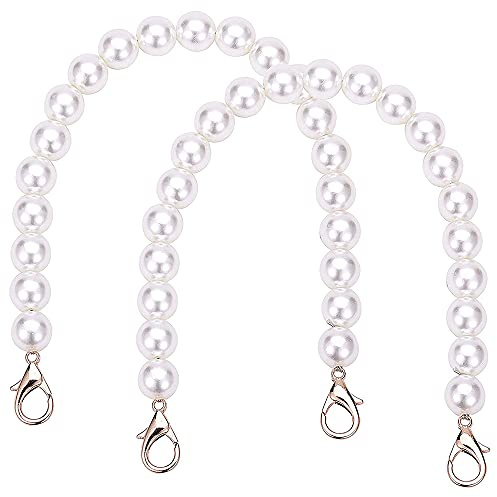 ANCLLO Set aus 3 Ersatzketten für Taschen mit Perlen, kurzer Griff, Kette für Umhängetasche, Handtasche für Damen, Umhängetasche, Kette für Handgürtel - 32 cm