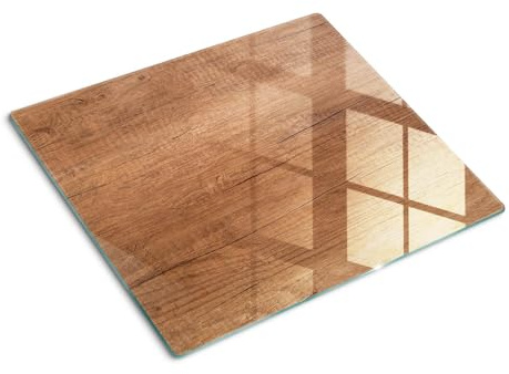 Planche à Découper pour la Cuisine 60x52 cm Décoration Avec Impression Contact Alimentaire Bords Polis Résistant à la Chaleur Pieds Antidérapants Modernité Symétrique - Bois
