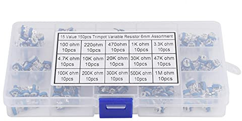 Trimmpotentiometer, Potentiometer-Sortiment-Kit, 150 Stück Blau Weiß 100 Ohm-1 MOhm Vertikale PCB Preset Variabler Widerstand Trimmer Potentiometer