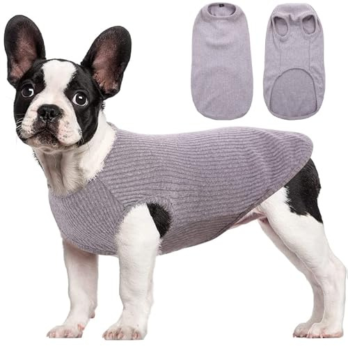 Hundeshirt für Mittelgroße Hunde | Sommer Hund T-Shirt Atmungsaktiv & Leicht | Weich & Bequem, Rundhals Design | Hunde Bekleidung | Schlank Französische Bulldogge, Beagle (Grau L)
