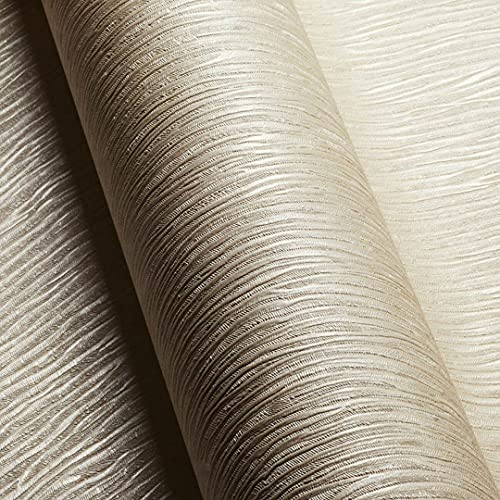 Anaglypta - Carta da parati 3D, stile moderno, effetto legno, in vinile strutturato, colore: beige/oro