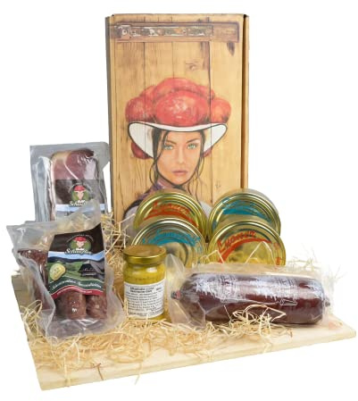 Schwarzwald Metzgerei - Heimat Dosenwurst Set - Tolles Geschenkpaket mit haltbaren Wurstkonserven, Schinken, Salami, Bauernwürste, Altbadischer Senf - 8 teilig