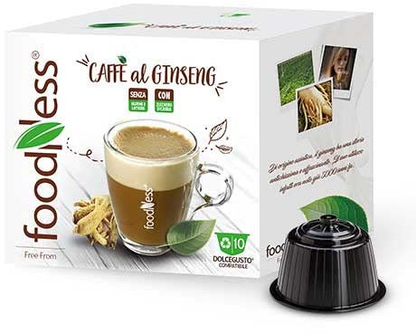 FoodNess - Caffè al Ginseng con zucchero di canna compatibile Dolce Gusto (6 box Tot. 60 capsule)