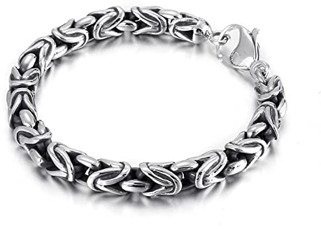 Bishilin Armbänder Charm Herren, Armband Edelstahl 22CM Königsarmband 8MM Breite mit Karabinerverschluss Freundschaftsarmband Silber für Männer Jugend