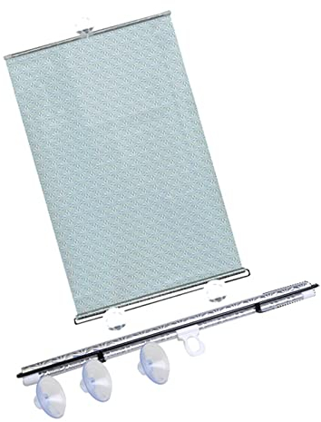 Sonnenschutz Rollo Auto,Verdunkelungsrollo Mit Saugnapf,Fensterrollo Rollo Dachfenster,Sichtschutz Einziehbarer,Sonnenblende,Temporäre Jalousien,Für Balkon,Badezimmer,Büro (Silver,45x125cm)