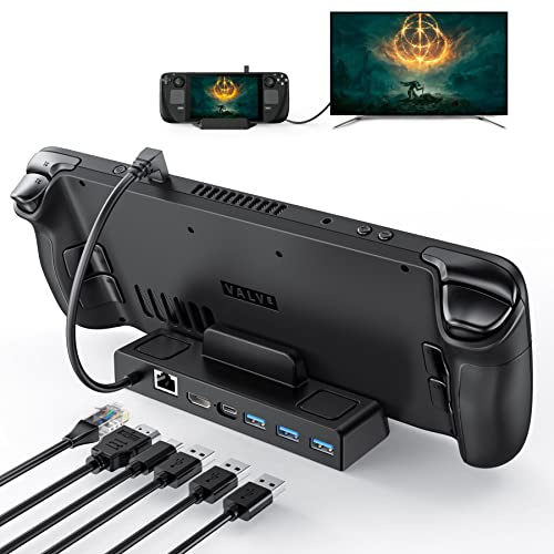 Benazcap Docking Station for Steam Deck OLED 2023/Steam Deck 2021 | 4K@60Hz HDMI 2.0, Gigabit Ethernet Port, 3 USB A 3.0 5Gbps Data Ports, 65W Power, Compatible with Valve Steam Deck Console