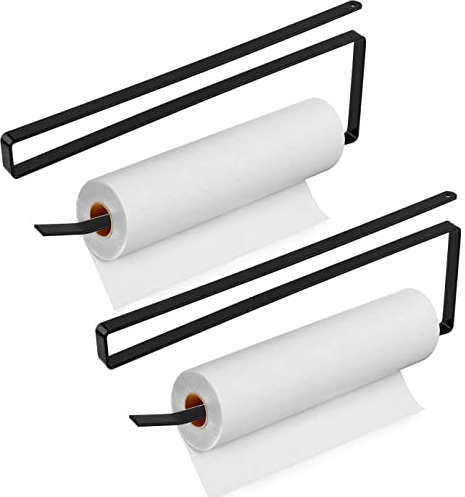 2 Stücke Küchenrollenhalter ohne Stanzen Rollenhalter Wandmontierter Papierrollenhalter Handtuchhalter Schieberegal für Badezimmer Küche (Schwarz)