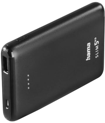 Hama Powerbank Slim 5HD 5000mAh (externer Akku mit 1x USB A, Power Pack Zertifiziert, Akkupack Handy, Tablet, Bluetooth-Lautsprecher etc., tragbares Ladegerät klein, mobiler Akku) schwarz