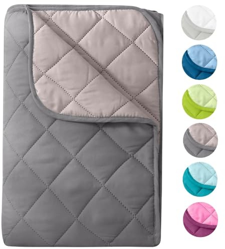 wometo Microfaser Sommer Steppbett Wende-Design 155x220 OekoTex – grau und hellgrau Kochfest 95° Sommerbettdecke für Camping und heiße Tage I ohne Bezug verwendbar I farbig & bunt