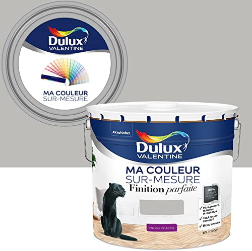 Ma Couleur Sur-mesure par Dulux Valentine – Peinture Intérieure Murs, Plafonds, Boiseries - Finition Parfaite - 98% d'opacité - Velours Béton Gris 10 L - Palette Authentique