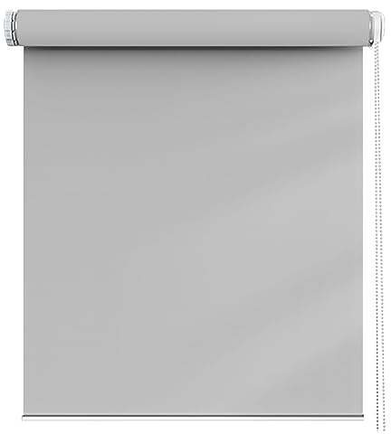 Verdunkelungsrollo 40 x 140 cm, Sichtschutz und Sonnenschutz Blickdicht, Thermorollo Ohne Bohren, inklusive Montagematerial, für Fenster & Tür, Hellgrau