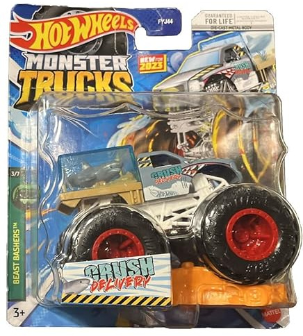 Hot Wheels Monster Trucks, neu für 2023, Maßstab 1:64 (Crush Delivery Beast Bashers 3/7)