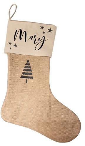 Kilala Nikolausstrumpf zum befüllen Weihnachsstrumpf mit Name personalisiert Kinder Erwachsene Aufhängen für Weihnachtsdeko (Tannenbaum)