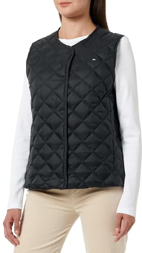 Tommy Hilfiger Chaleco Mujer Down Quilted Collarless Vest fino, Negro (Black), M