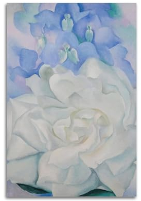 Mioedi Georgia O'Keeffe (weiße Rose mit Rittersporn), Künstlerposter, Heimdekoration, Wandkunst, zum Aufhängen, Bild, Druck, Schlafzimmer, dekorative Gemälde, ästhetisch, 50 x 75 cm
