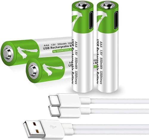 Baterías Recargables AA 1 5V 2600MWH USB Ion De Litio Recargable AA Batería con Cable C Tipo C Cable De Carga Carga RÁPIDA A LA Carga RÁPIDA 1200 CICLOS.8 * Pilas AAA