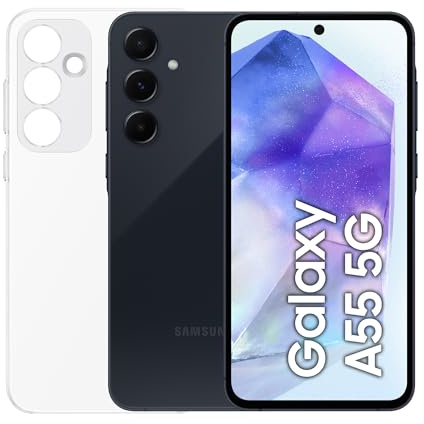 Samsung Galaxy A55 5G, Clear Cover inclusa, Smartphone Android 14, Display FHD+ Super AMOLED 6.6”, 8GB RAM e 256GB di memoria interna espandibile, Batteria 5.000 mAh, Awesome Navy [Versione Italiana]