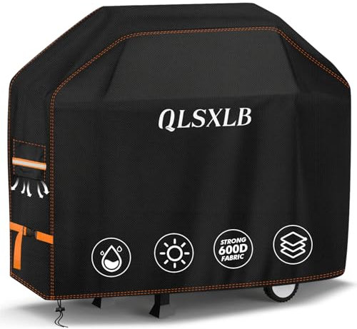 QLSXLB Wetterfest Grill Abdeckhaube, 100x60x110cm,Schwerlast 600D Oxford Gewebe Grillabdeckung, Gasgrill Abdeckplane mit Lüftungsfenster, Reißfest, Schutz Grill vor Verblassen, Schimmel und Rost