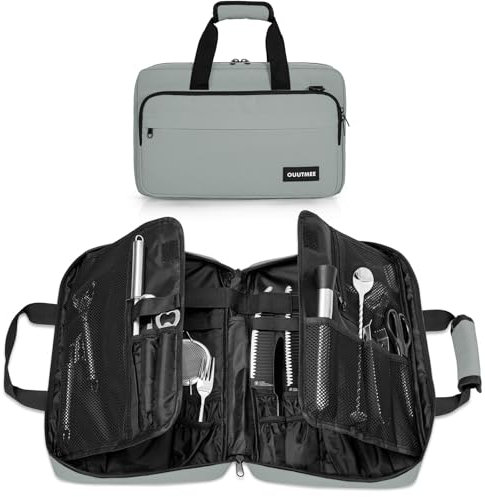 OUUTMEE Chef Knife Bag, 25 Total Pockets Knife Storage Case For Professional Chefs, Knife Carrying Case, Knife Carrier Travel Bag for Knives and Kitchen Utensils, Bag Only