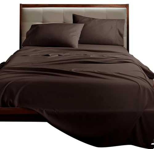 various Juego de Sábanas Cama 180 Microfibra Cepillada Prelavada, 4 Piezas con Sábana Bajera Ajustable 30 cm, Sábanas Suaves y Cálidas para Invierno,Dos Funda Almohada 50x75 cm,Marrón