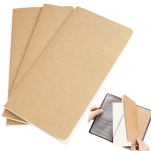 Yewseas 3PCS Travelers Notebook Recharges 21x11cm, Recharge de Papier Pour Journaux De Voyage Agendas Et Planificateurs en Cuir Carnet de Notes Agenda Organiseur