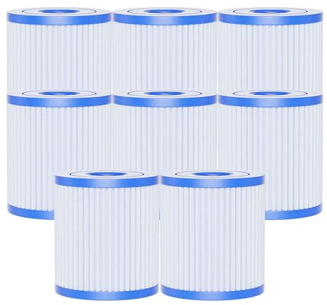 AQUALTRA Pool Filterkartuschen Typ H 29007 - Ersatzpatrone kompatibel mit 28601, 28602 sowie für 330 GPH Filterpumpen - 102 x 92 mm für oberirdische Pools & Schwimmbecken 8 Stück