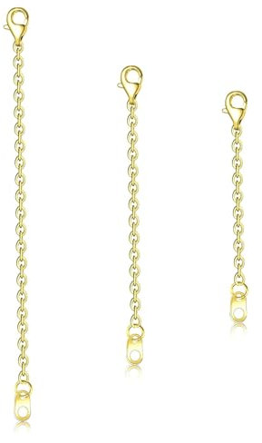 WQEDVN 3 PCS Necklace Extender Gold, Gold Necklace Extender, Chain Extender for Necklace, Gold Chain Extender for Necklace, Gold Chain Extenders, for Necklaces Chokers Braclets Anklets (2 4 6inch)