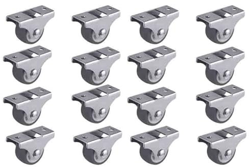 SRKATI lenkrollen 16-teilige Lenkrollen, robuste Bockrollen mit starrer, Nicht drehbarer Basis, Kugellager, Trolley-Räder, obere Platte, 2,5 cm Möbelkugelrollen(16pcs)