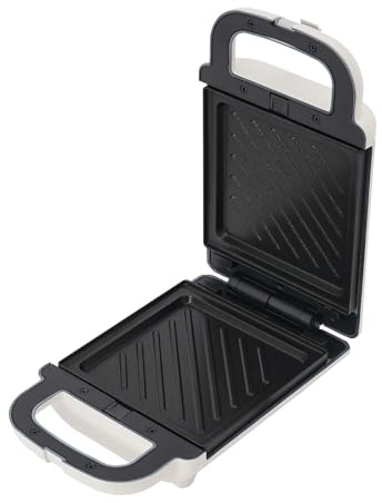 Sandwich maker elettrico da 650 W, con riscaldamento a doppio lato, bianco, multifunzione, con rivestimento antiaderente, piccola griglia a contatto con set di piastre rimovibili