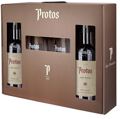 Protos Serie Privada Vino Tinto Crianza Ribera del Duero Tempranillo | Estuche regalo con copas 2 botellas