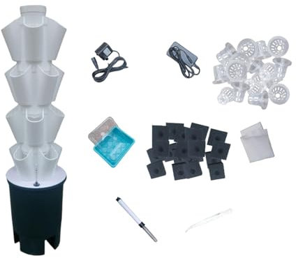 LOVIVER Système de Culture hydroponique Système Vertical Colonne Hydroponique Adaptateur Plud EU 4 Couches Tour de végétal de légumes résistantes à l'usure