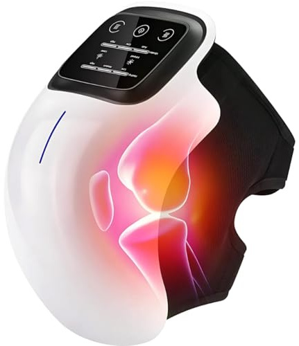 Masajeador de Rodilla Inalámbrico - Masajeador de Rodillas con Calor Vibración y Terapia por Infrarrojo Pantalla LED Rodillera para Alivio del Dolor Articular y Muscular para Lesiones y Rehabilitación