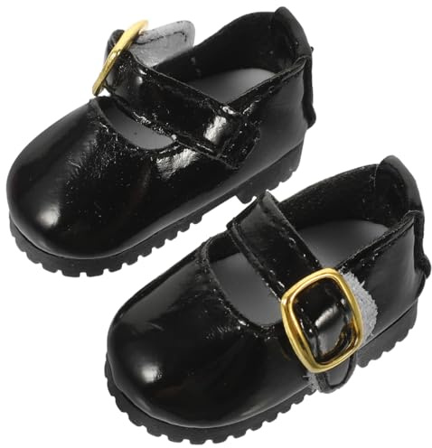 Kleiner Bjd Puppenschuhe aus Pu, Schwarz, 4, 5x2, 2cm | 30cm Gelenkpuppe, 1 Paar, Leicht und Tragbar, für Kindergeburtstag und Partygeschenke