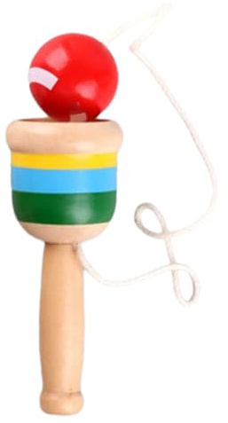 Generisch Hölzerner Fang Ball, Holzwurf Und Fangballspielzeug, Hand-Eye-Fangspielzeug, Sicher Gebundene Schnur, Ansprechendes Design, Weiß, Rot, Für Kinder Im Vorschulalter Und Frühe Lernende