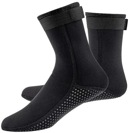 LOVSSU Neopren Tauchsocken Neoprensocken 3,0 mm 5 mm Neoprenanzugschuhe Warme Surf-Schwimmsocken Elastizität Strandstiefel rutschfeste Socken for Schnorcheln Tauchen Fur Tauchsocken(3MM Black,S)