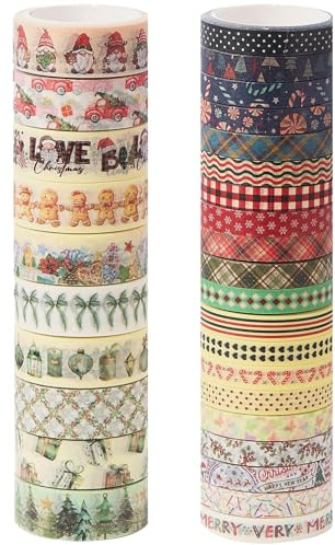 YUBX 30 Rollen Weihnachten Washi Tape Set Vintage Masking Tape Lebkuchen dekorativ Klebeband für Kunst, DIY Handwerk, Bullet Journal liefert, Planer, Scrapbook, Geschenk Verpackung