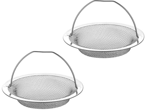2Pcs Stainless Steel Kitchen Sink Strainer, Bathroom Kitchen Sink Strainer, Universal Sink Drain Filter, Anti Clogging Sink Food Catcher, Large Sink Sieve with Handle for Prevent Blockage, 11cm