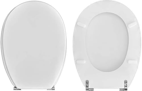 Copriwater Pozzi Ginori PIEMONTE Come Originale Tavoletta Wc In Legno Rivestito Di Resina Poliestere Con Cerniere IN ACCIAIO INOX Asse Wc MADE IN ITALY (BIANCO CLASSICO)