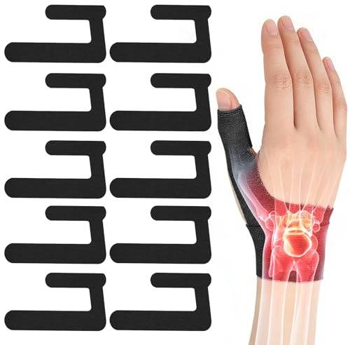 MMDOCO 10 Stück Vorgeschnitten Kinesiotapes, Kinesiologie Tape für Fingerschutz und Sehnenscheide, hautfreundlich, wasserfest und elastisch Physio Fingerverband(Schwarz)