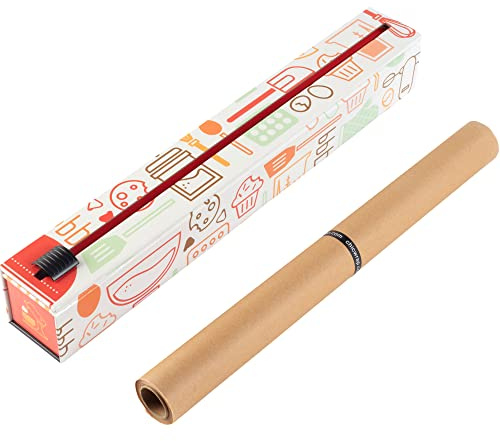 ChicWrap Baker's Tools Parchment Paper Dispenser - Includes 15x 33' (42 Sq.Ft) Roll Unbleached Baking, Cooking & Culinary Paper - Reusable Dispenser w/Slide Cutter - Kosher Certified