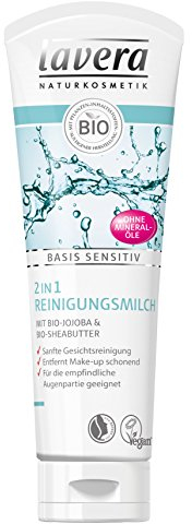 lavera 2in1 Reinigungsmilch basis sensitiv ∙ Sanft & gründlich ∙ Entfernt Make-Up schonend ∙ Gesichtsreinigung ∙ vegan ✔ Bio ✔ Naturkosmetik ✔ Natural ✔ Kosmetik Gesichtspflege 1er Pack (1x125 ml)
