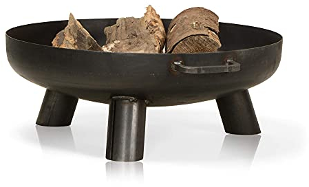 DECORAS Stahl-Feuerschale (Durchmesser: 80 cm/Höhe: 23 cm) - Feuerstelle - Feuerkorb Made in Germany + Seitengriffe für einen leichten Transport