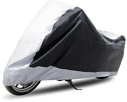 sourcing map 180T Funda de Moto Protector Anti UV Polvo Impermeable XXL Negro y Plateado