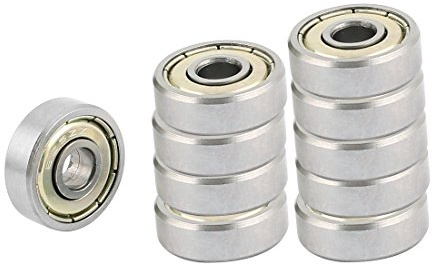 sourcing map 10 Stück 625ZZ Kugellager 5mm x 16mm x 5mm Silber | Carbon Stahl Nut radiale Rillenkugellager