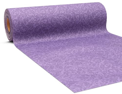 GRUBly Tischläufer Tischband LILA / VIOLETT Ornament, Luxus AIRLAID, 30cm x 20m, Tischdekoration für Hochzeit, Geburtstag, Jubiläum, Party