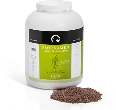 STRÖH Indische Flohsamen Pferd (3kg) • Flohsamenschalen für Pferde • Natürliche Ballaststoffe • Bei Verdauungsproblemen & zur Darmsanierung